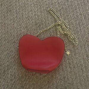 BCBG Heart-Shaped Red Bag with Gold Chain